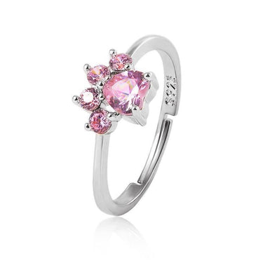 Pinky Paw Teeny Zircon Ring Rings KittyNook Adjustable Silver